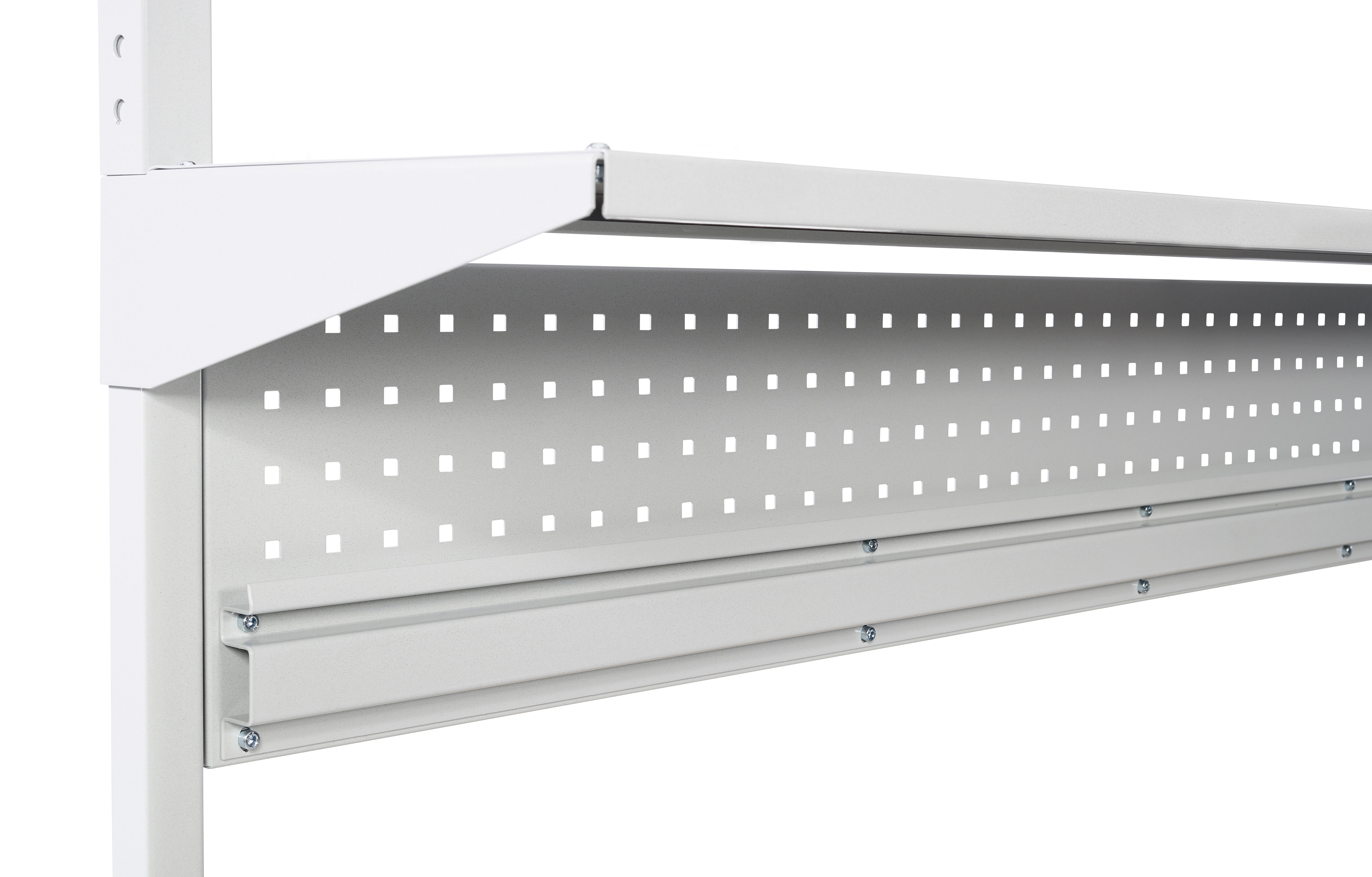 Height adjustable steel perforated panel with bin rail 1500 Treston