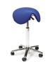 Treston Sattelhocker mit blauem Sitzpolster für technische und industrielle Arbeitsplätzes